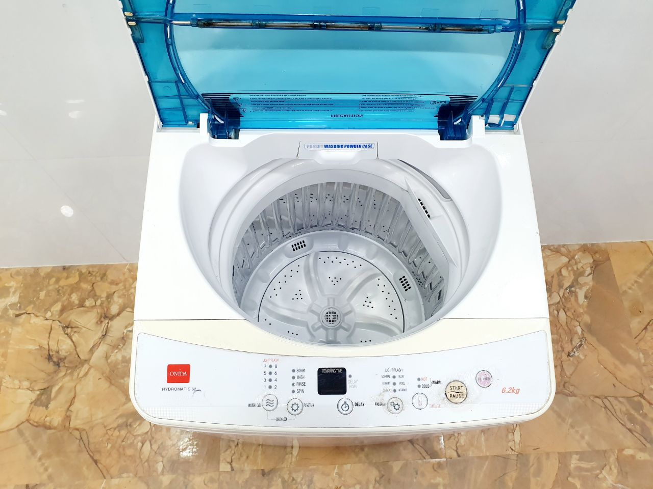 Onida 6.2 Kg Fully Automatic Top Load Washing Machine – White & Blue (Refurbished)