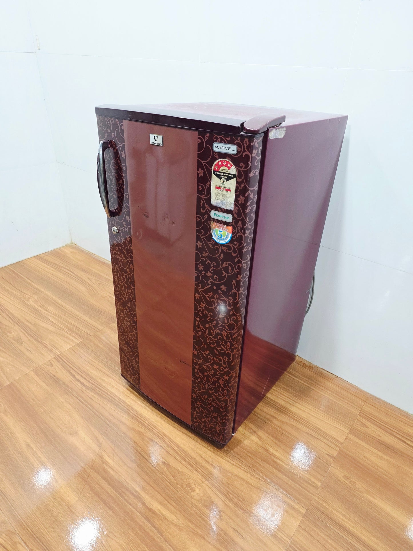 Videocon 190L Single Door Refrigerator – Maroon Floral (Refurbished)