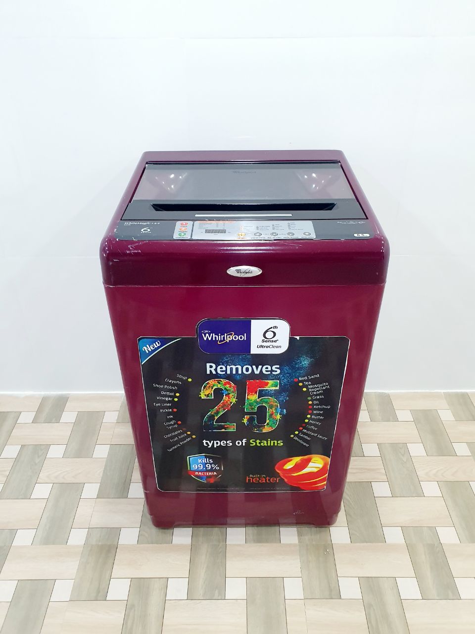 Whirlpool 6.5 Kg Fully Automatic Top Load Washing Machine – Wine Red (Refurbished)