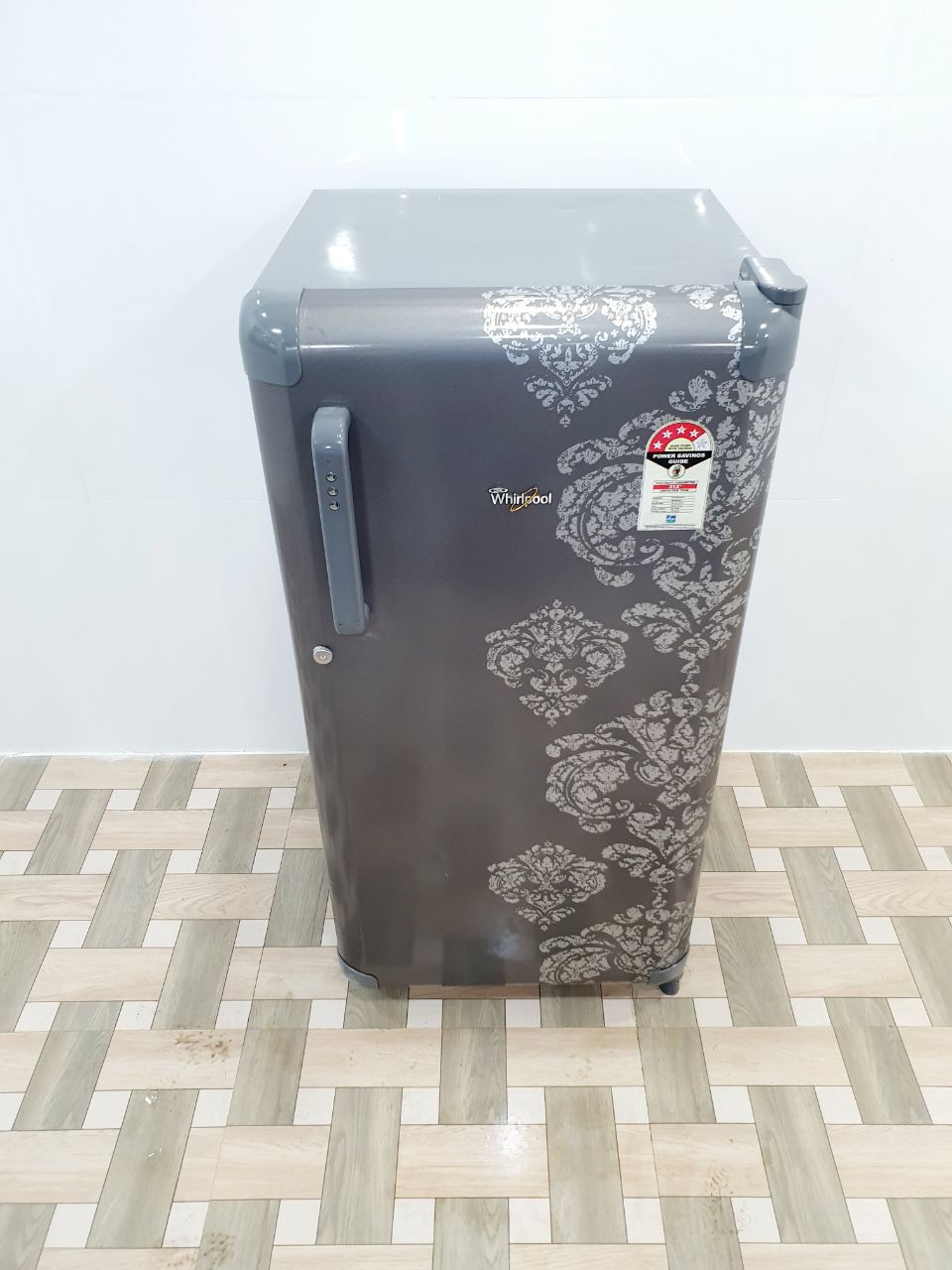 Whirlpool 180L Single Door Refrigerator – Grey Floral (Refurbished)